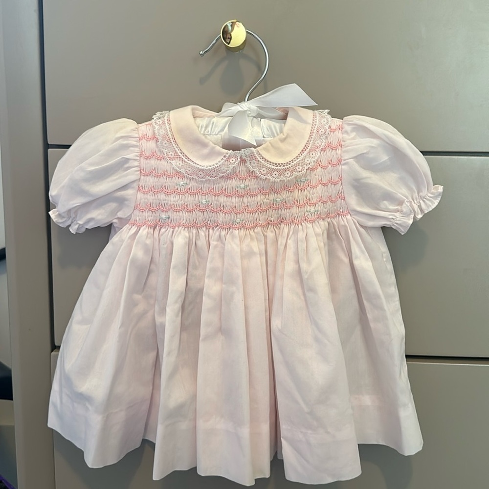 Baby pink dress newborn smocked